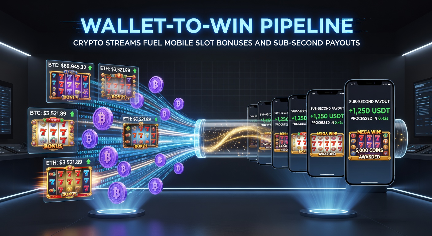 Close-up of blockchain nodes and mobile slot screens showing real-time crypto transactions, bonuses activating, and payout confirmations in milliseconds